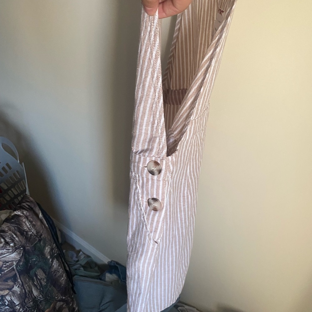Striped overall style dress. Brand new
